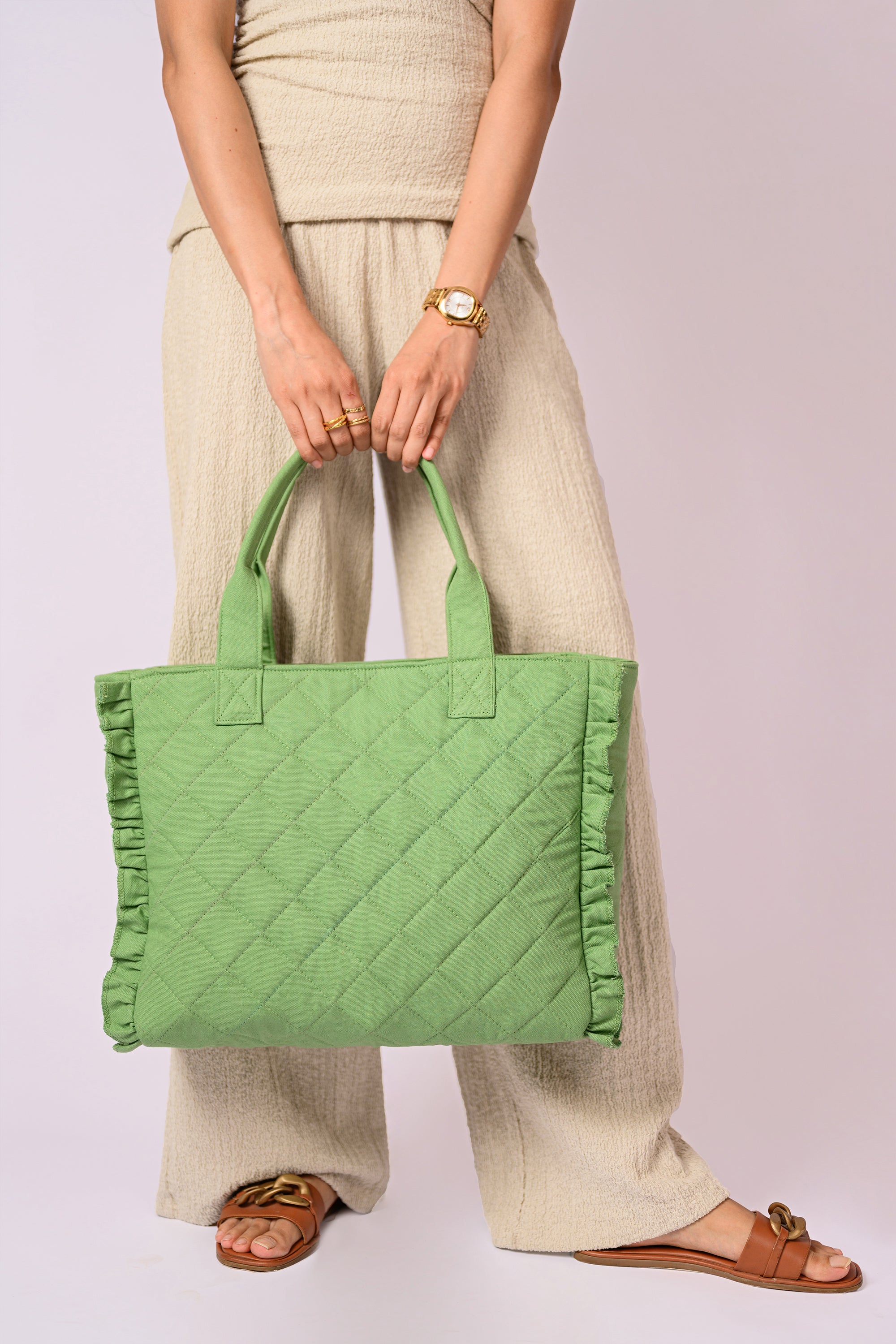 Quilted Canvas Tote Bag