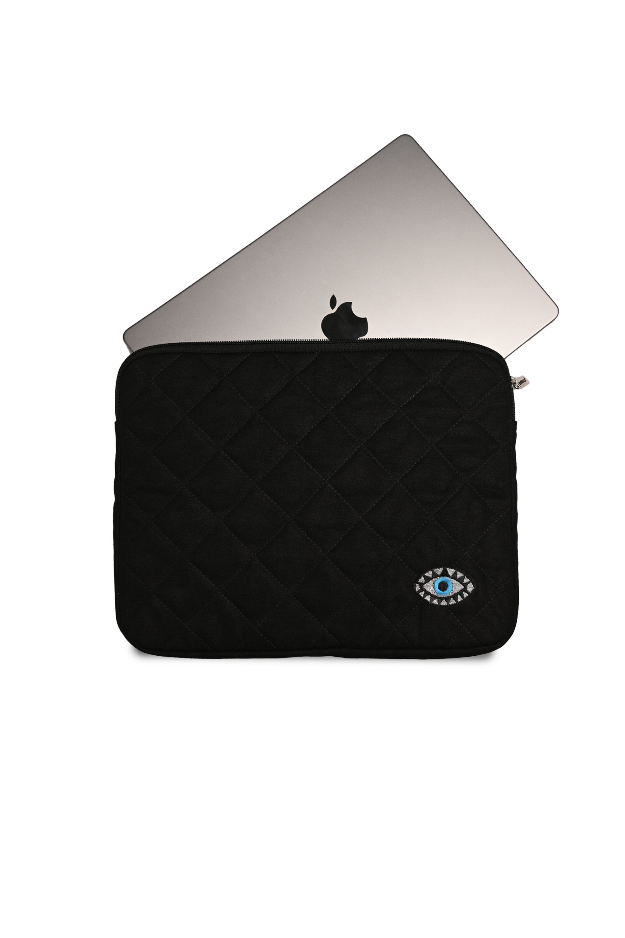 Quilted Evil Eye Laptop Sleeve Black
