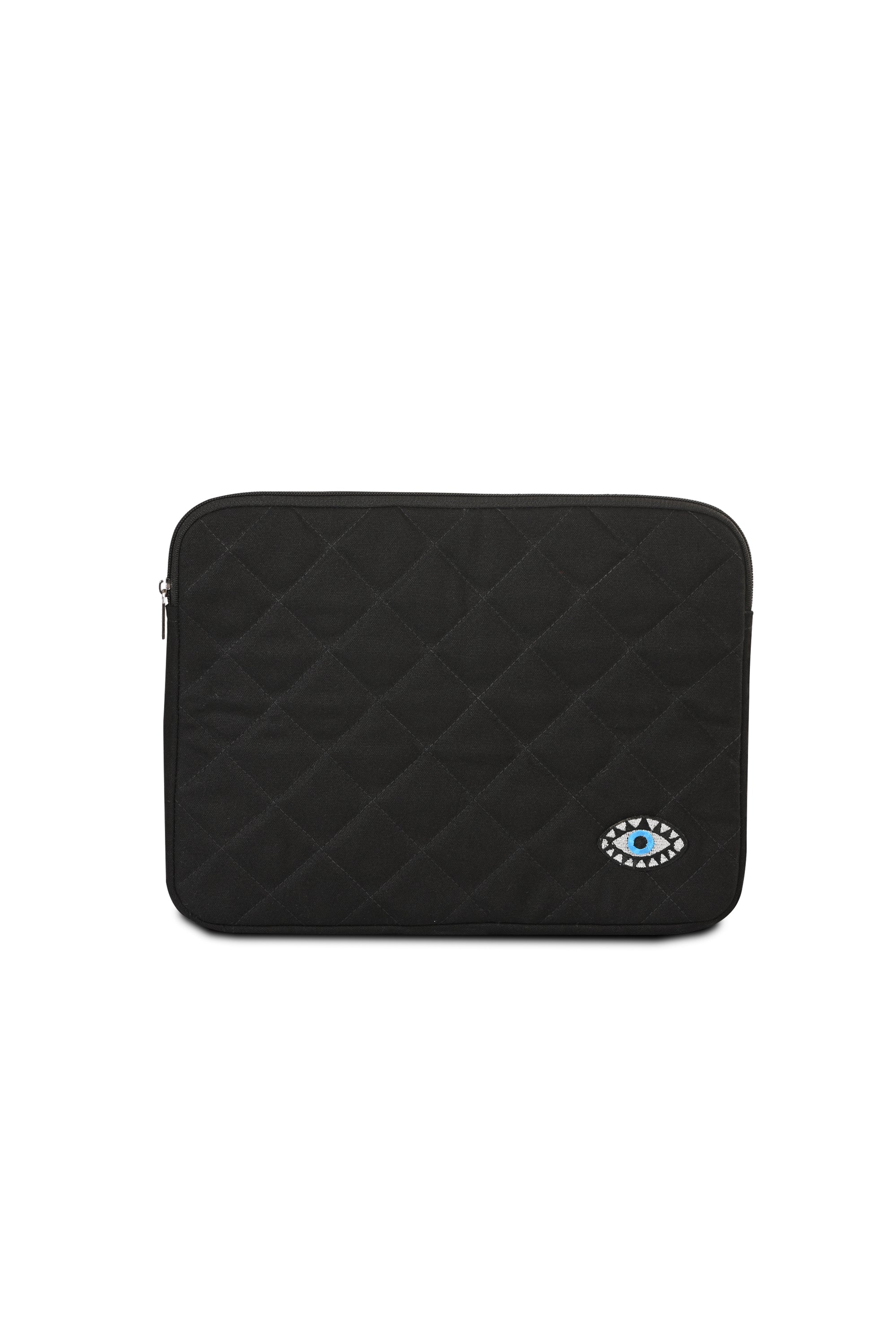 Quilted Evil Eye Laptop Sleeve Black