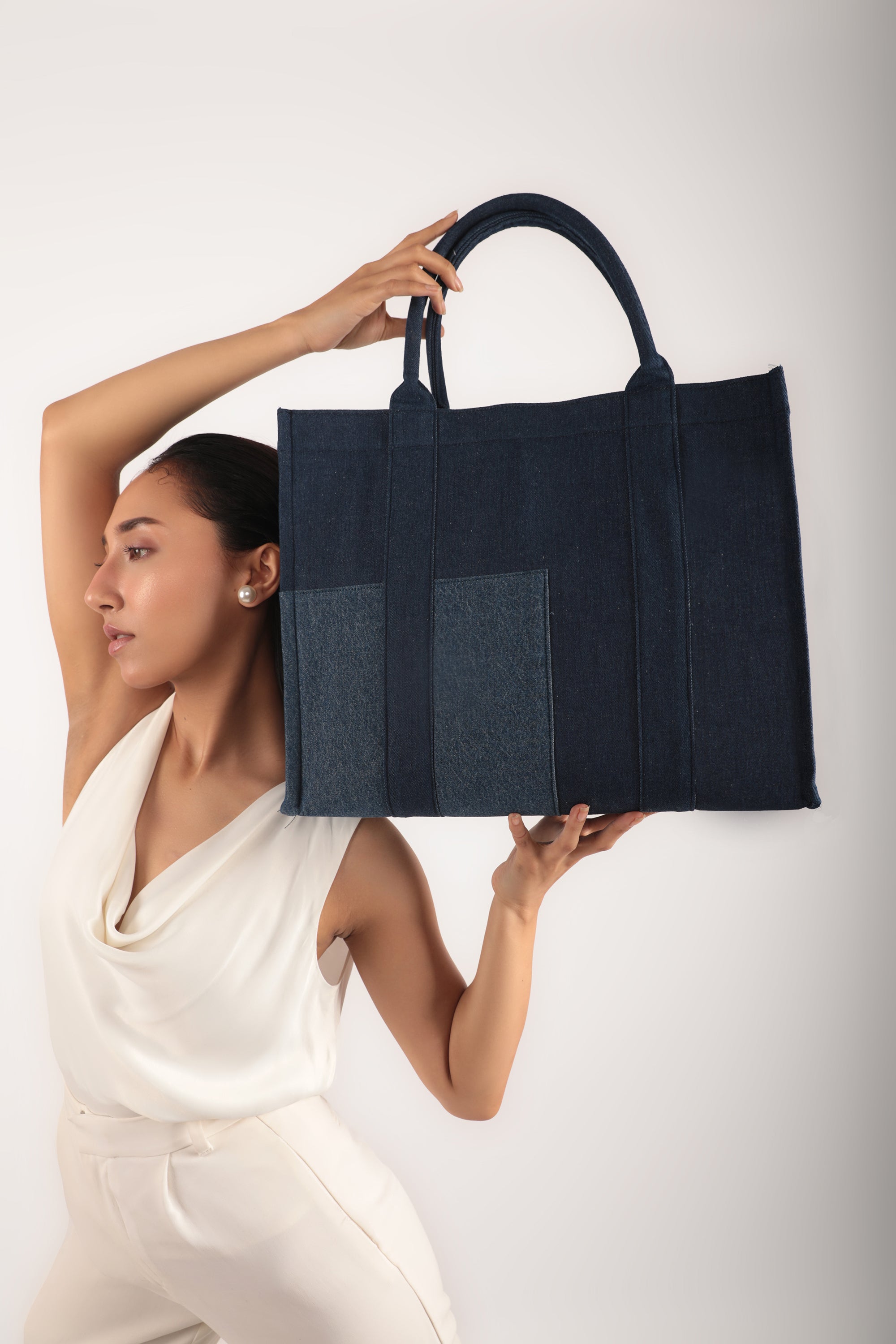 Azure Box Tote Bag Denim