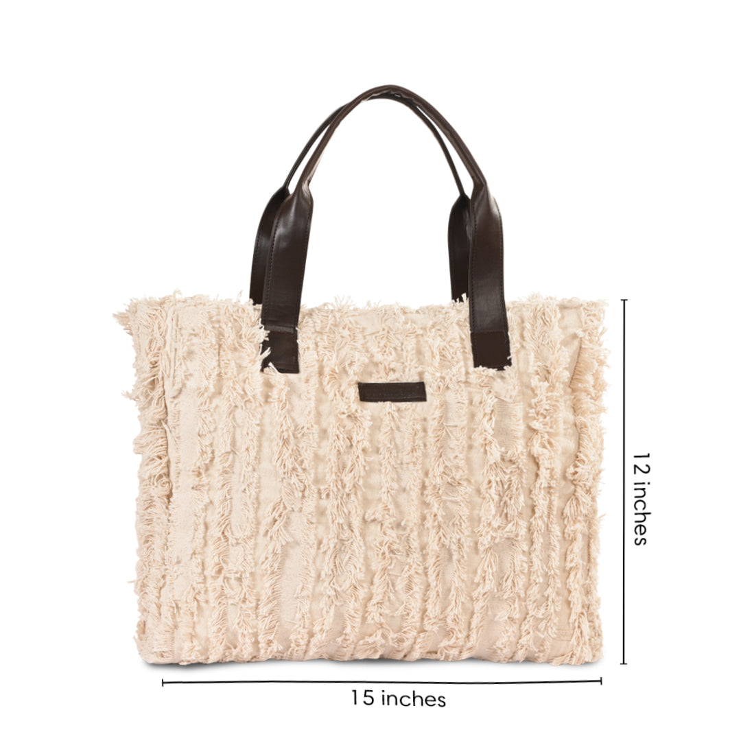 Eva Textured Fringe Tote Bag