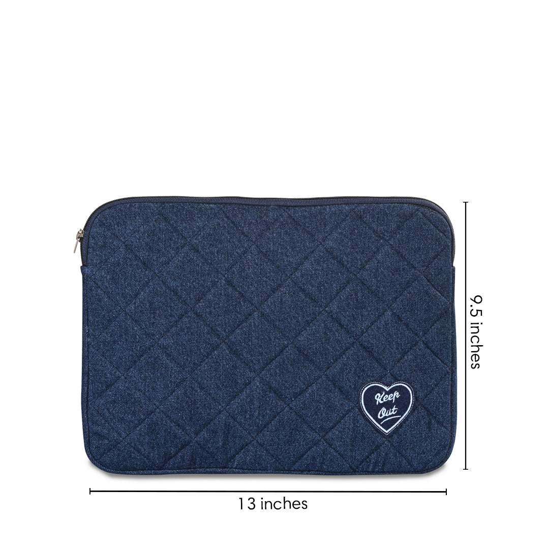 Quilted Heart Denim Laptop Sleeve