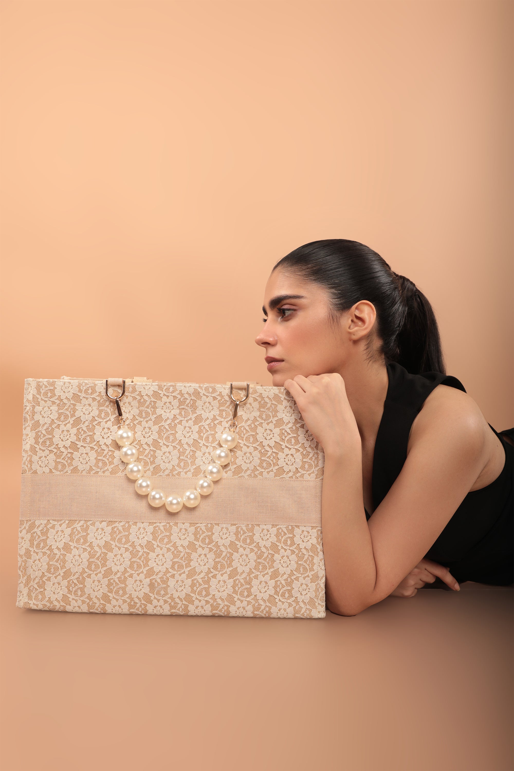 Audrey Lace Tote Bag Natural