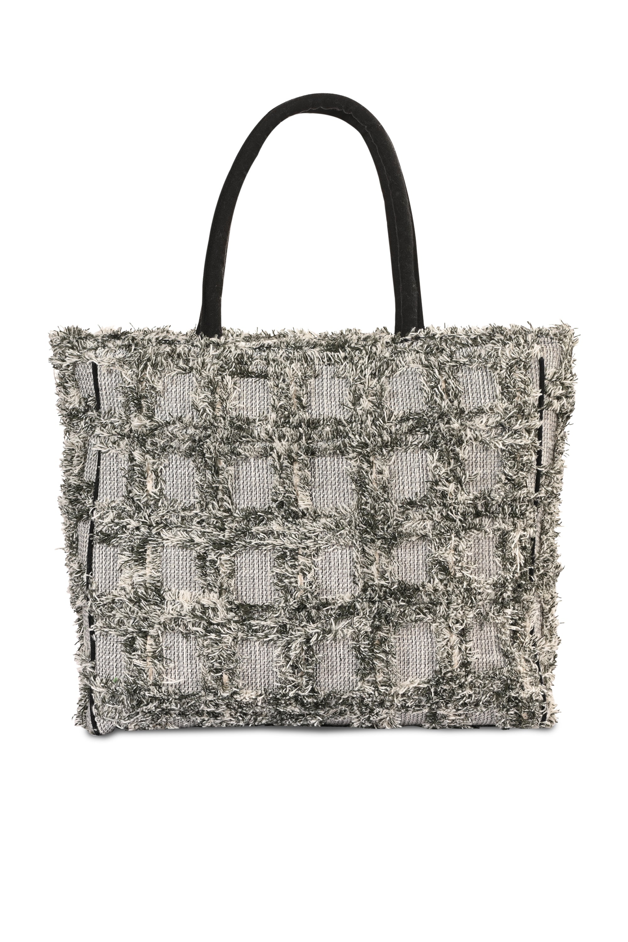 Feya Textured Fringe Tote Bag Grey