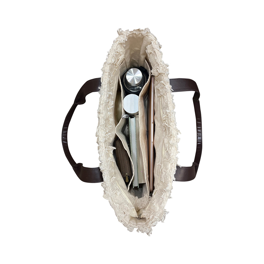 Eva Textured Fringe Tote Bag