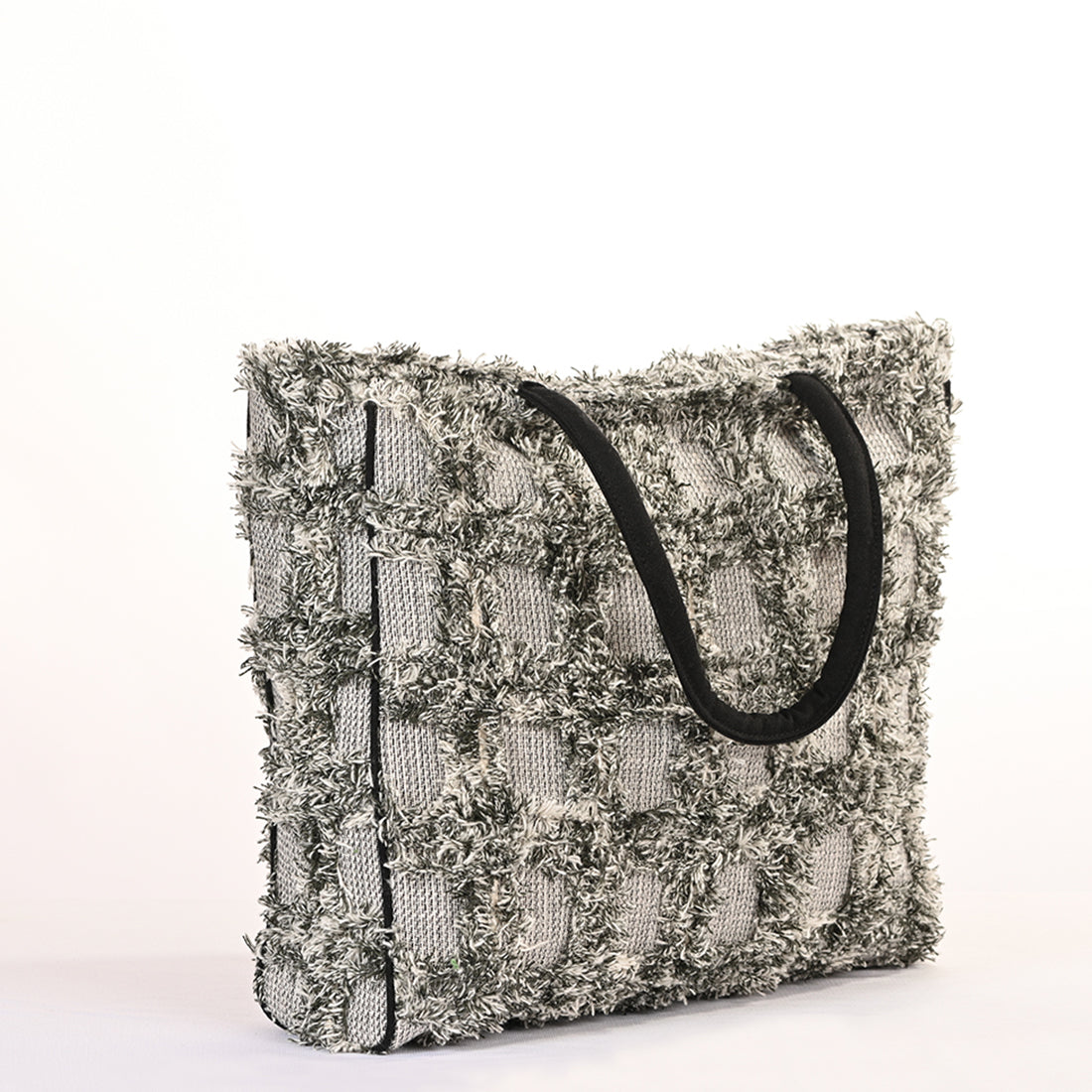 Feya Textured Fringe Tote Bag Grey