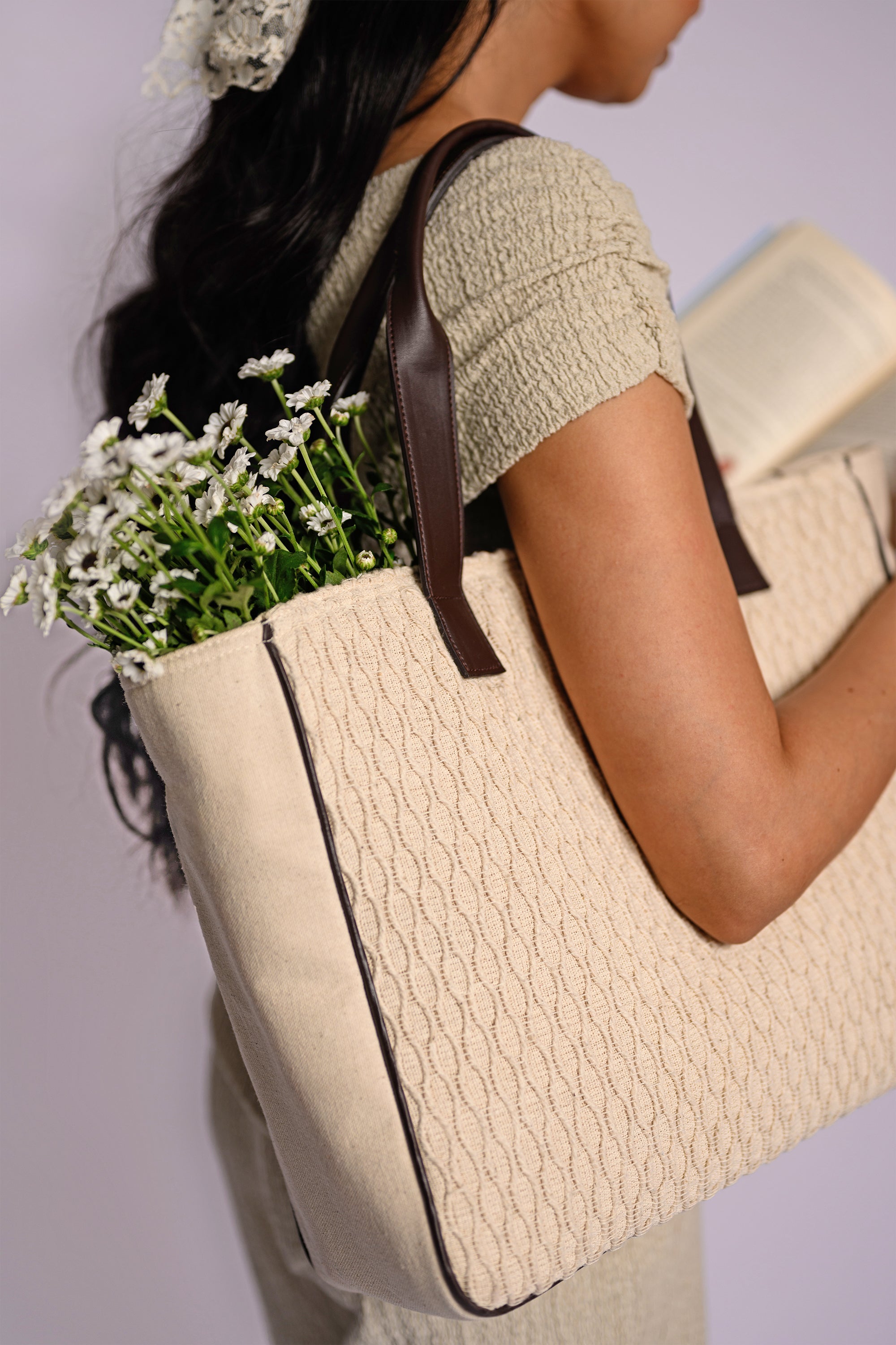 Sierra Textured Tote Bag Natural
