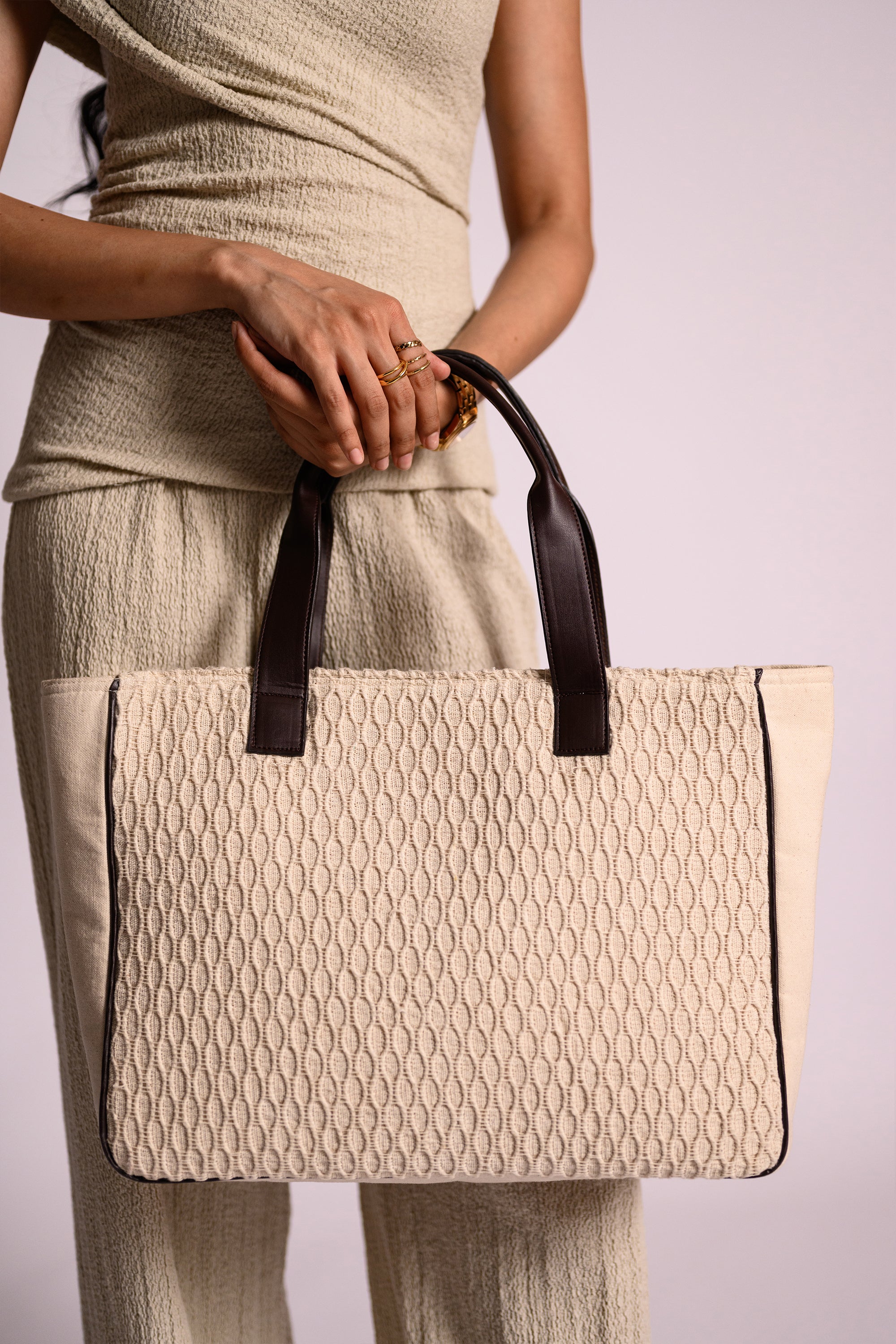Sierra Textured Tote Bag Natural