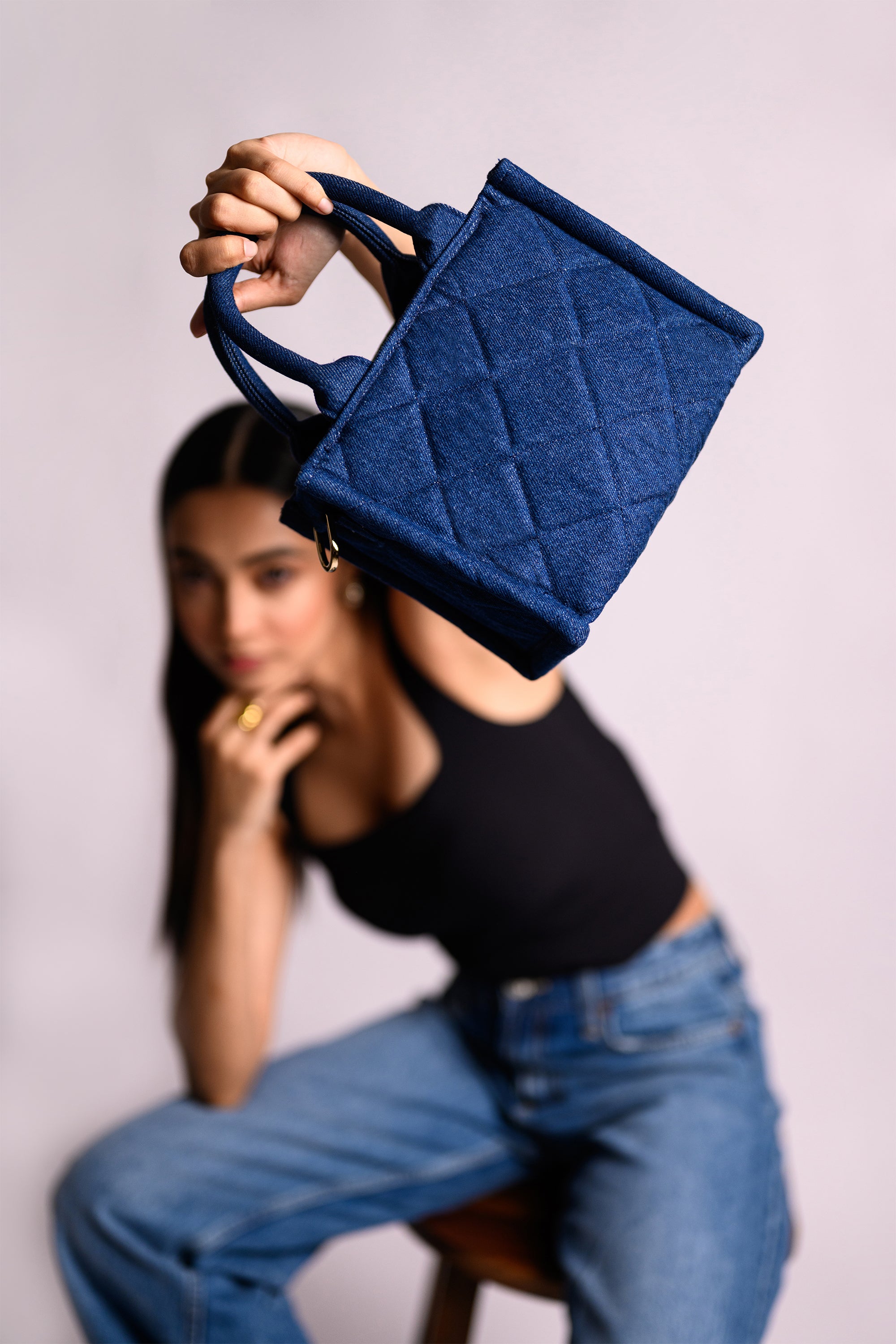 Quilted Denim Mini Bag