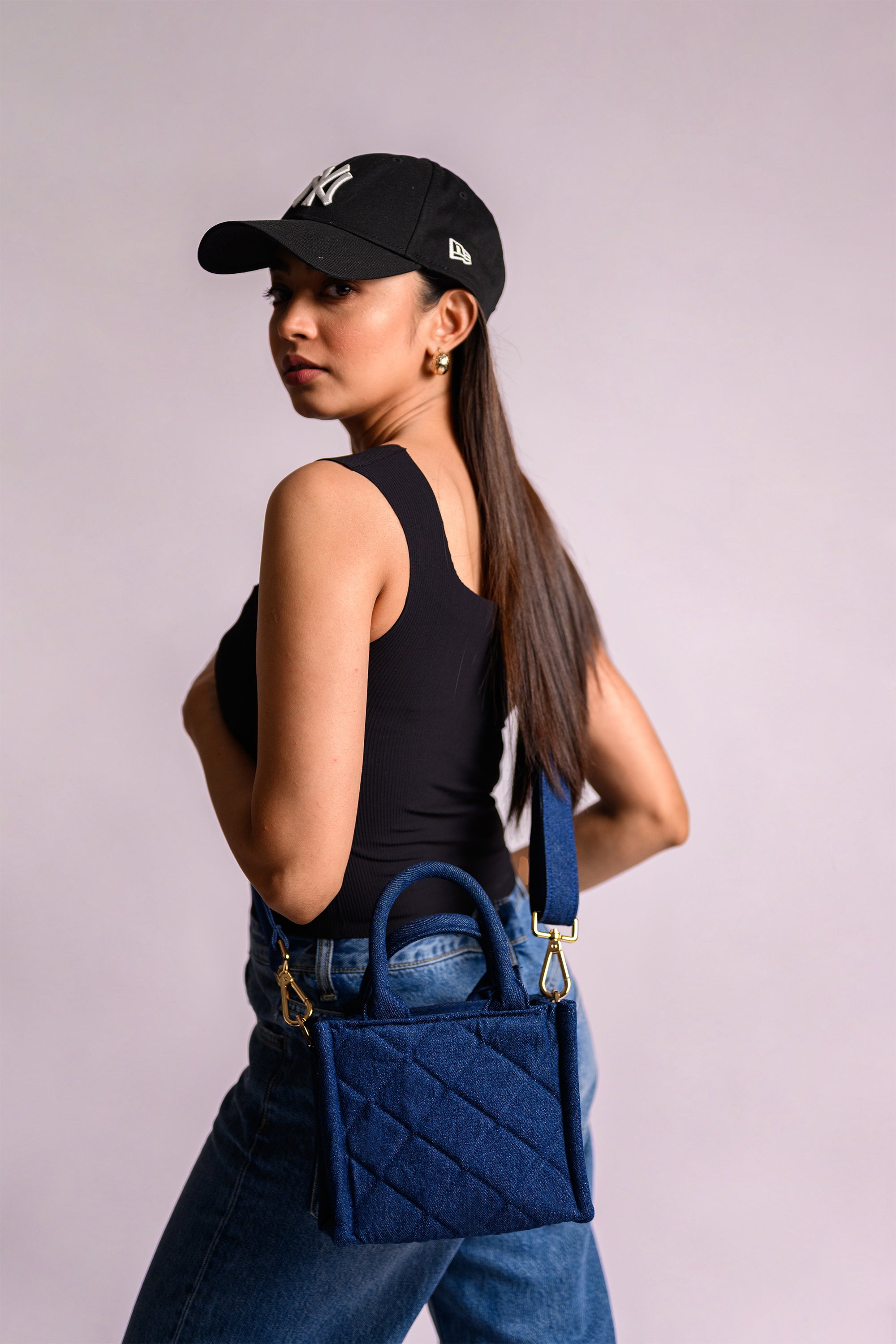 Quilted Denim Mini Bag