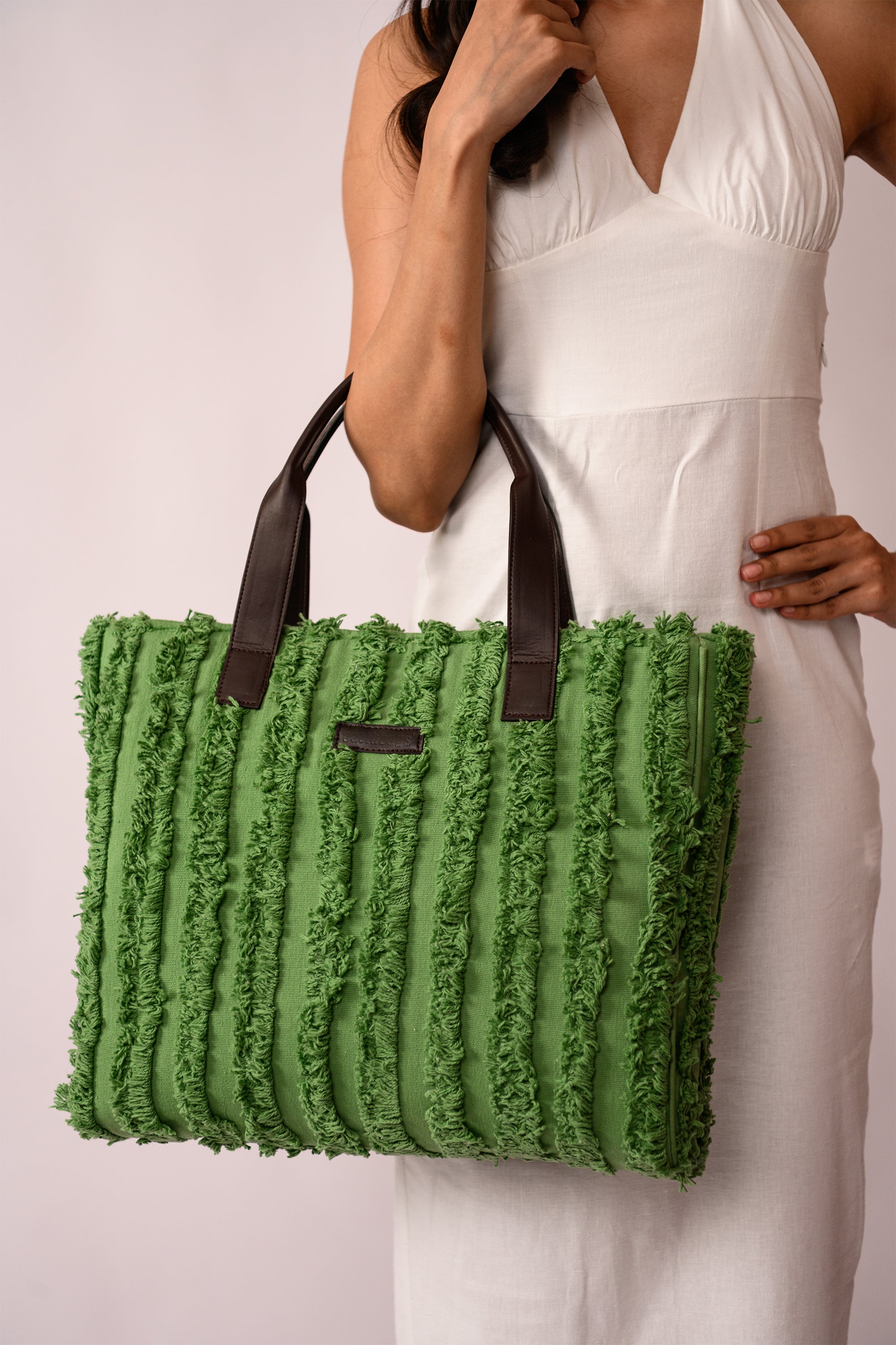 Eva Textured Fringe Tote Bag