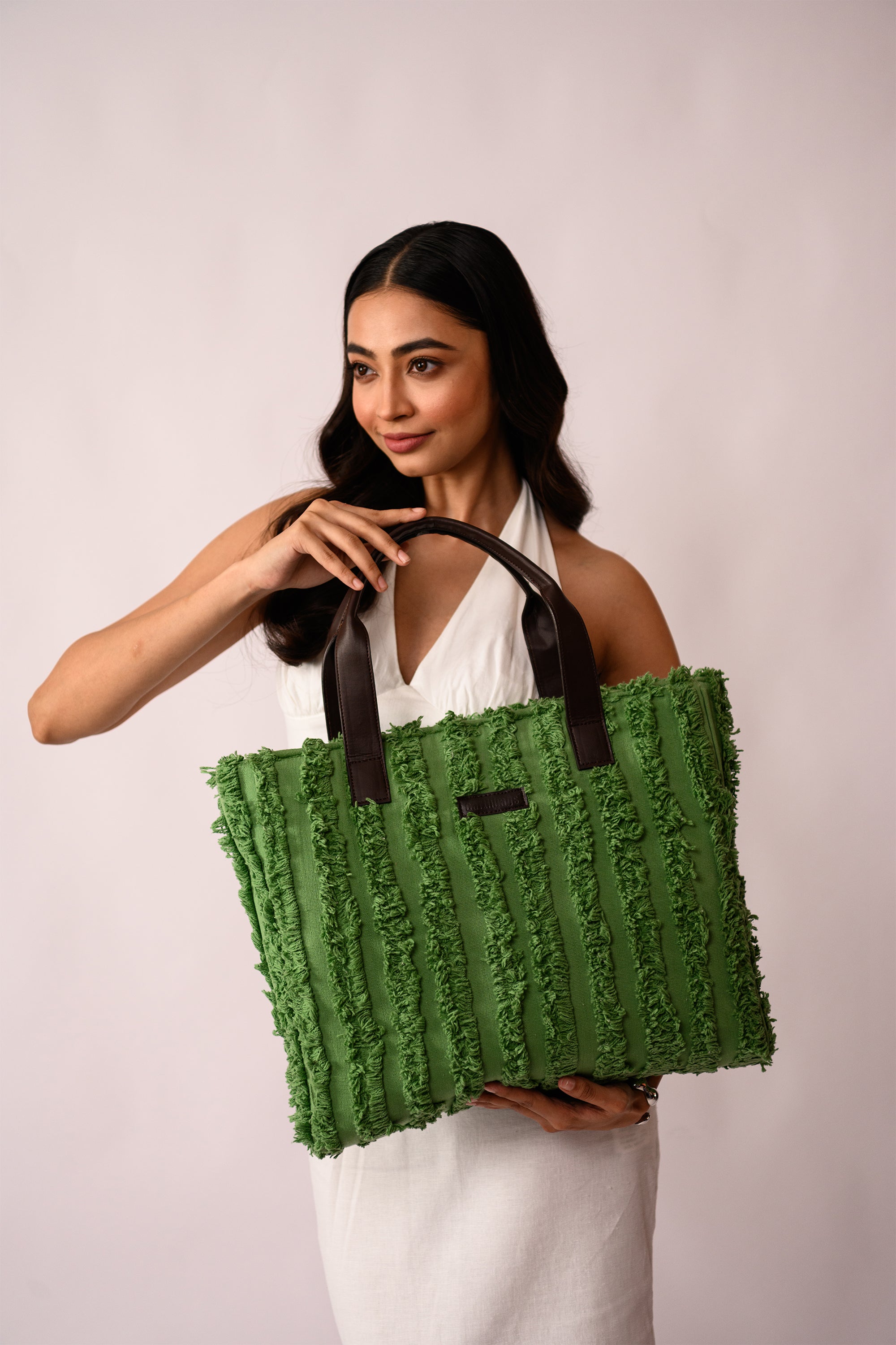 Eva Textured Fringe Tote Bag