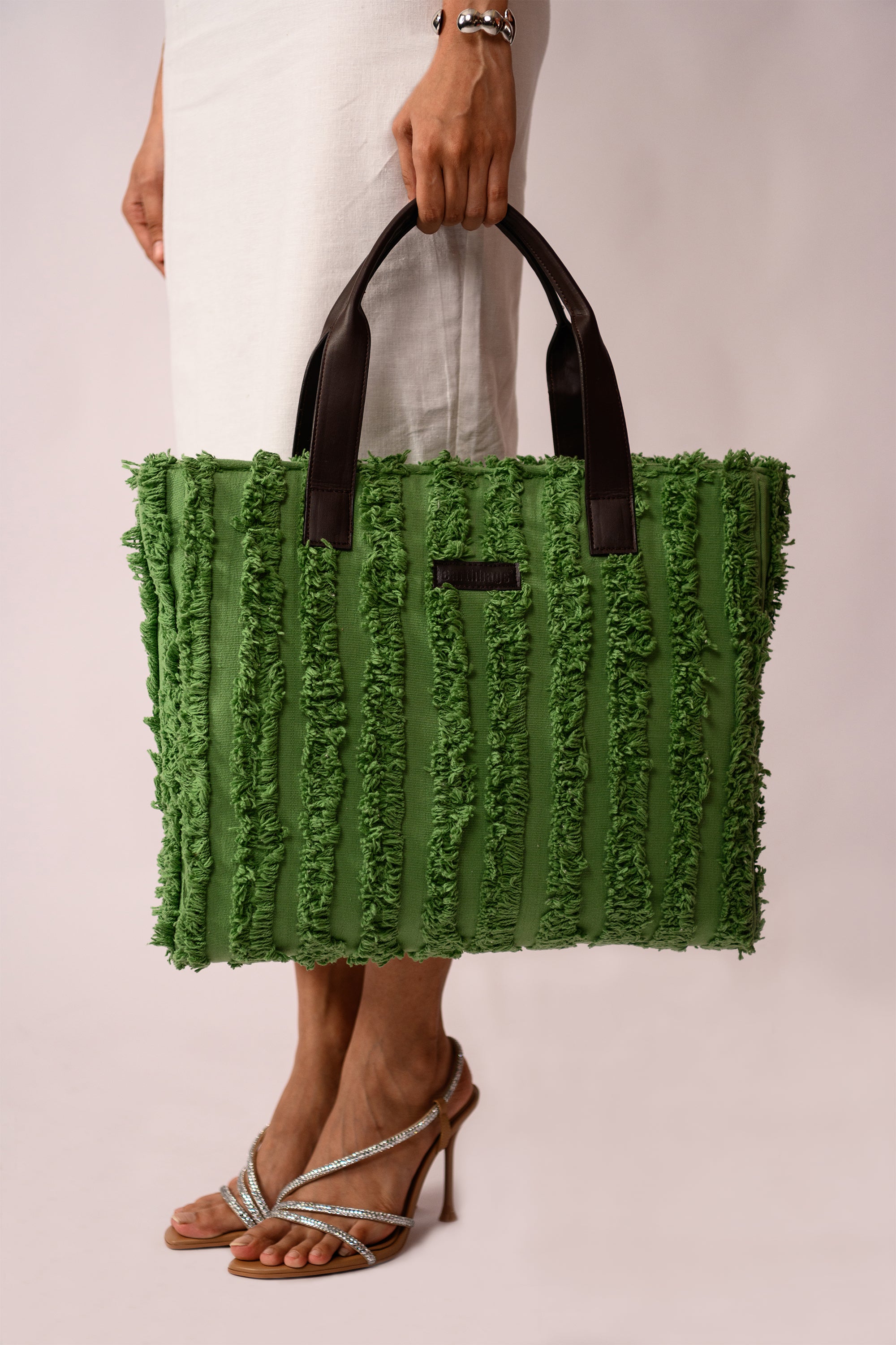 Eva Textured Fringe Tote Bag