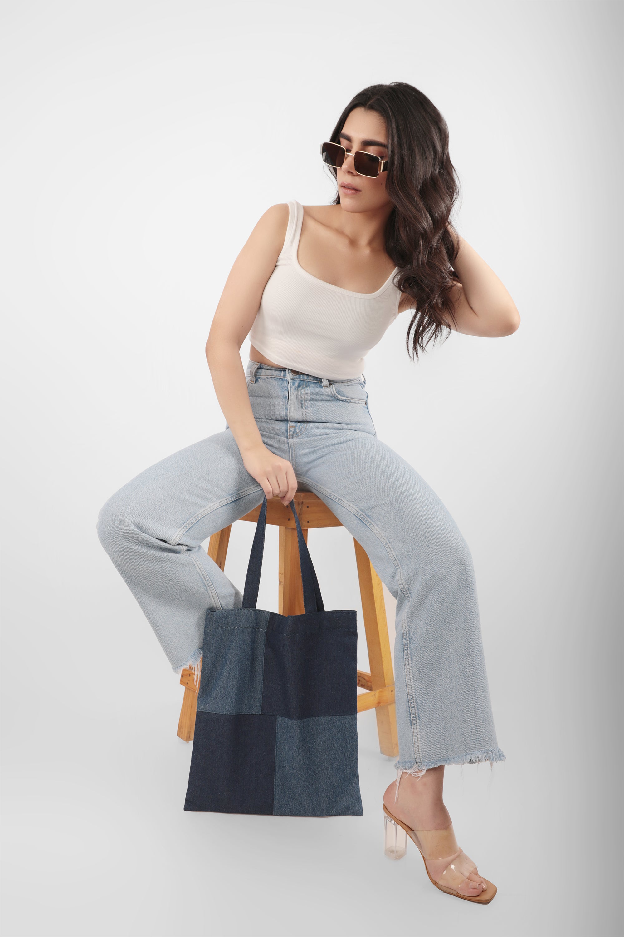 Azure Cotton Tote Bag Denim