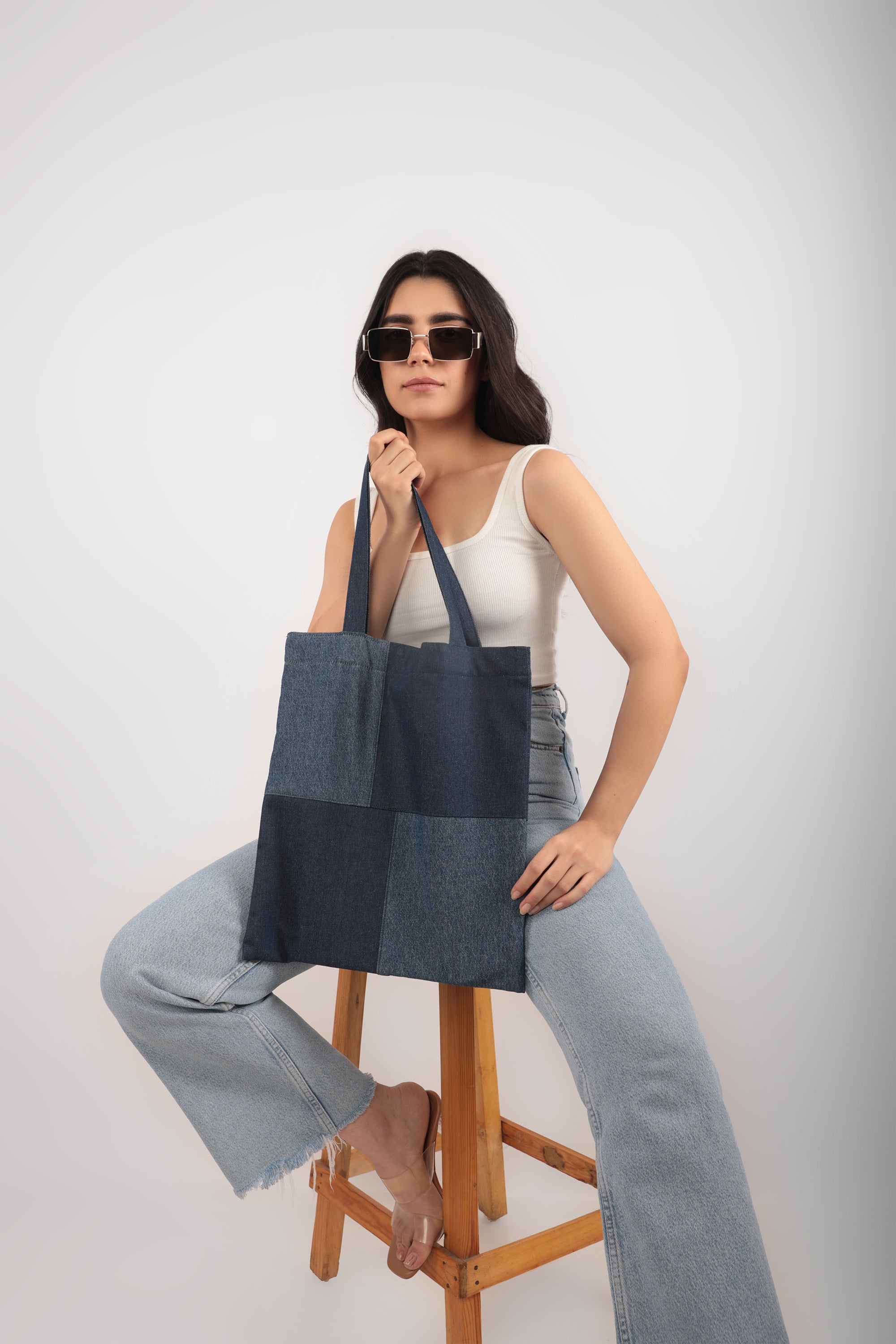 Azure Cotton Tote Bag Denim