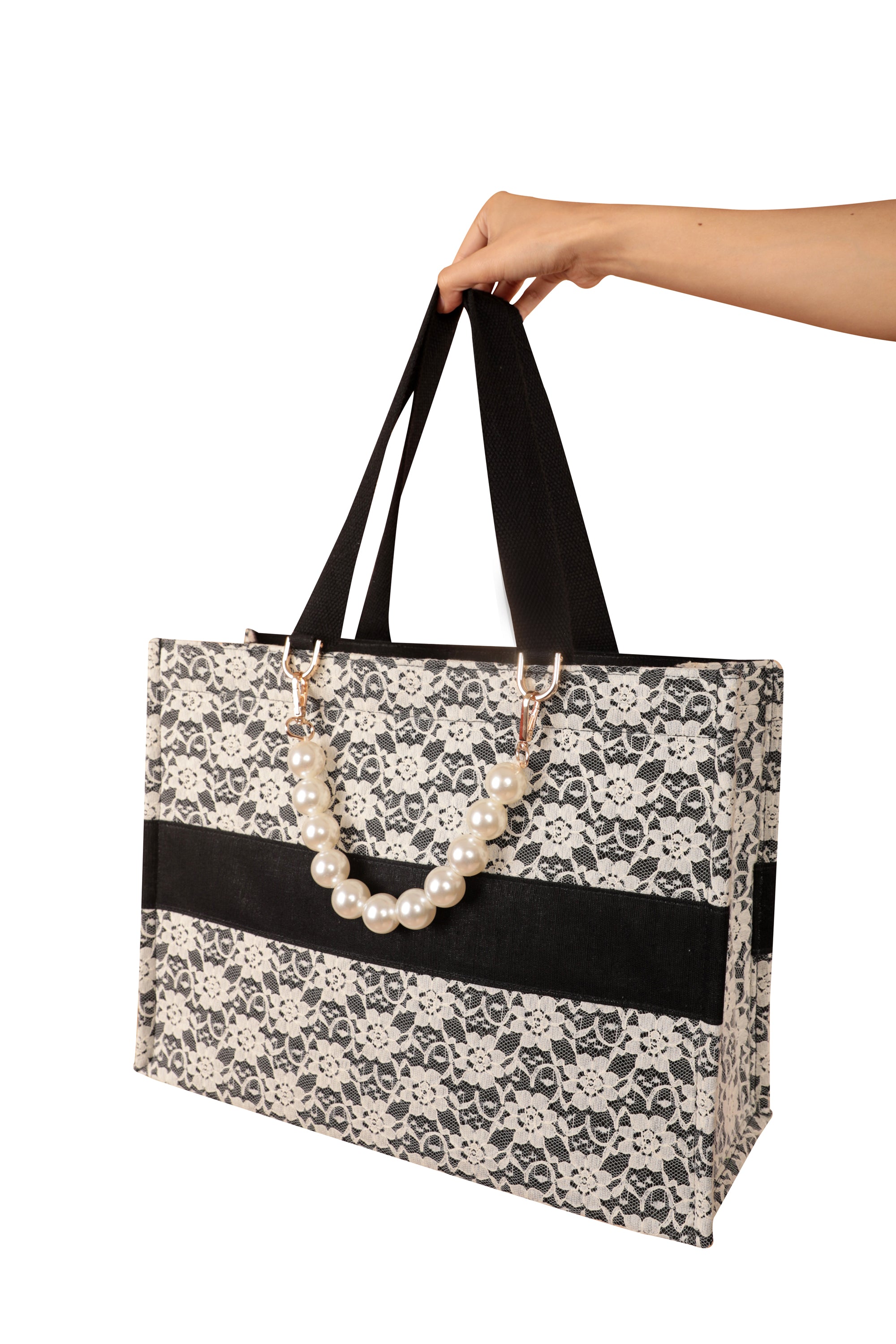 Audrey Lace Tote Bag Black