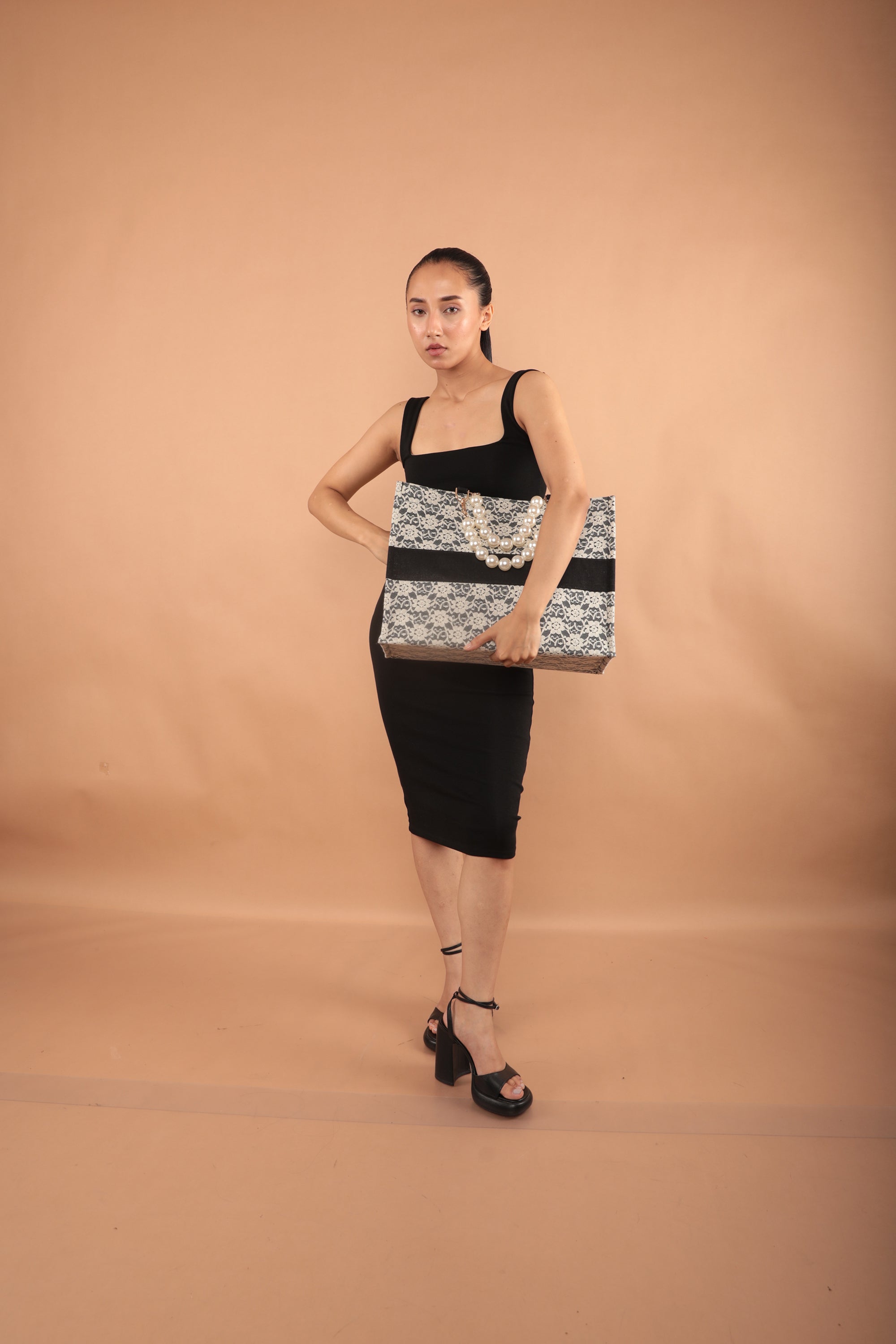 Audrey Lace Tote Bag Black