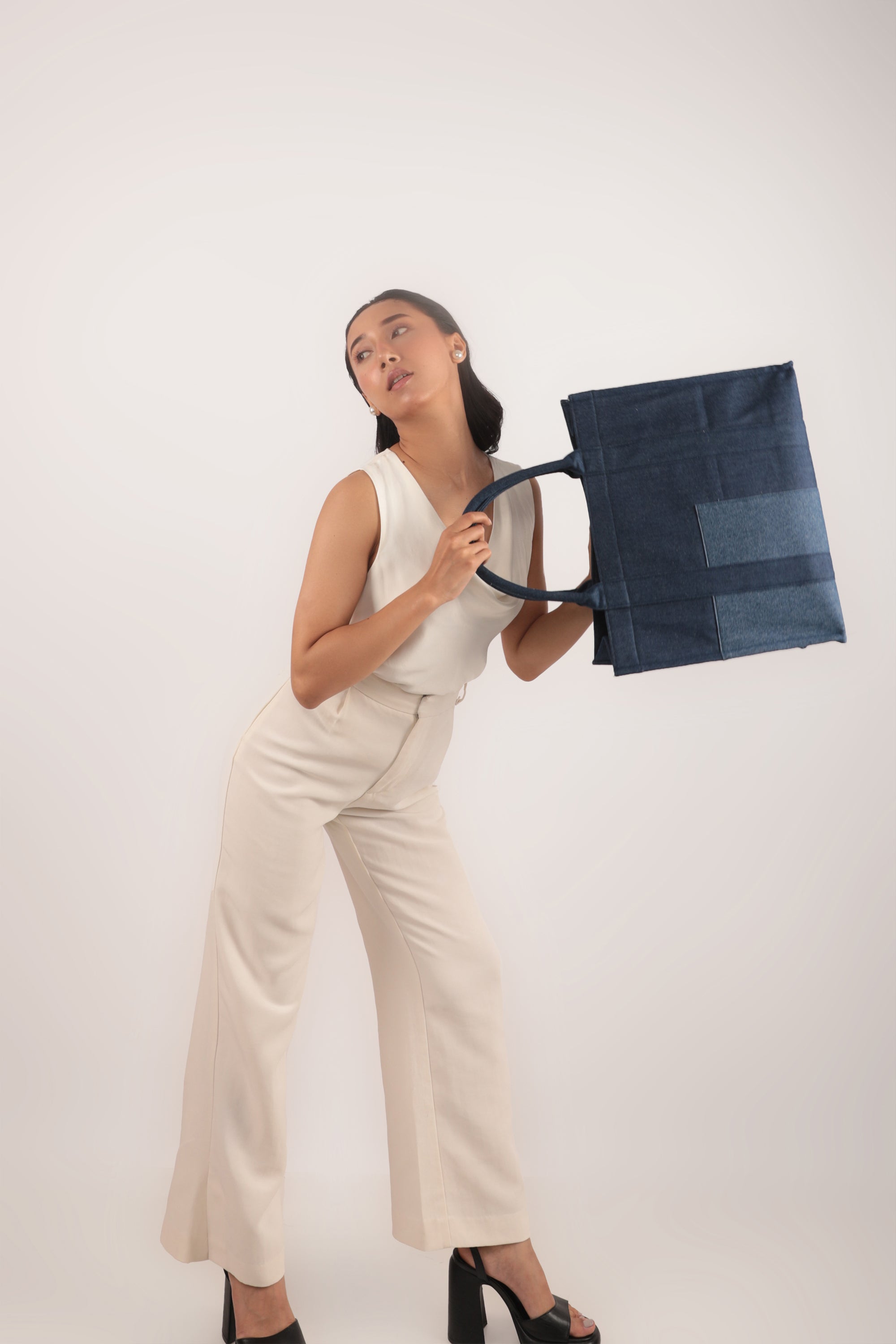 Azure Box Tote Bag Denim