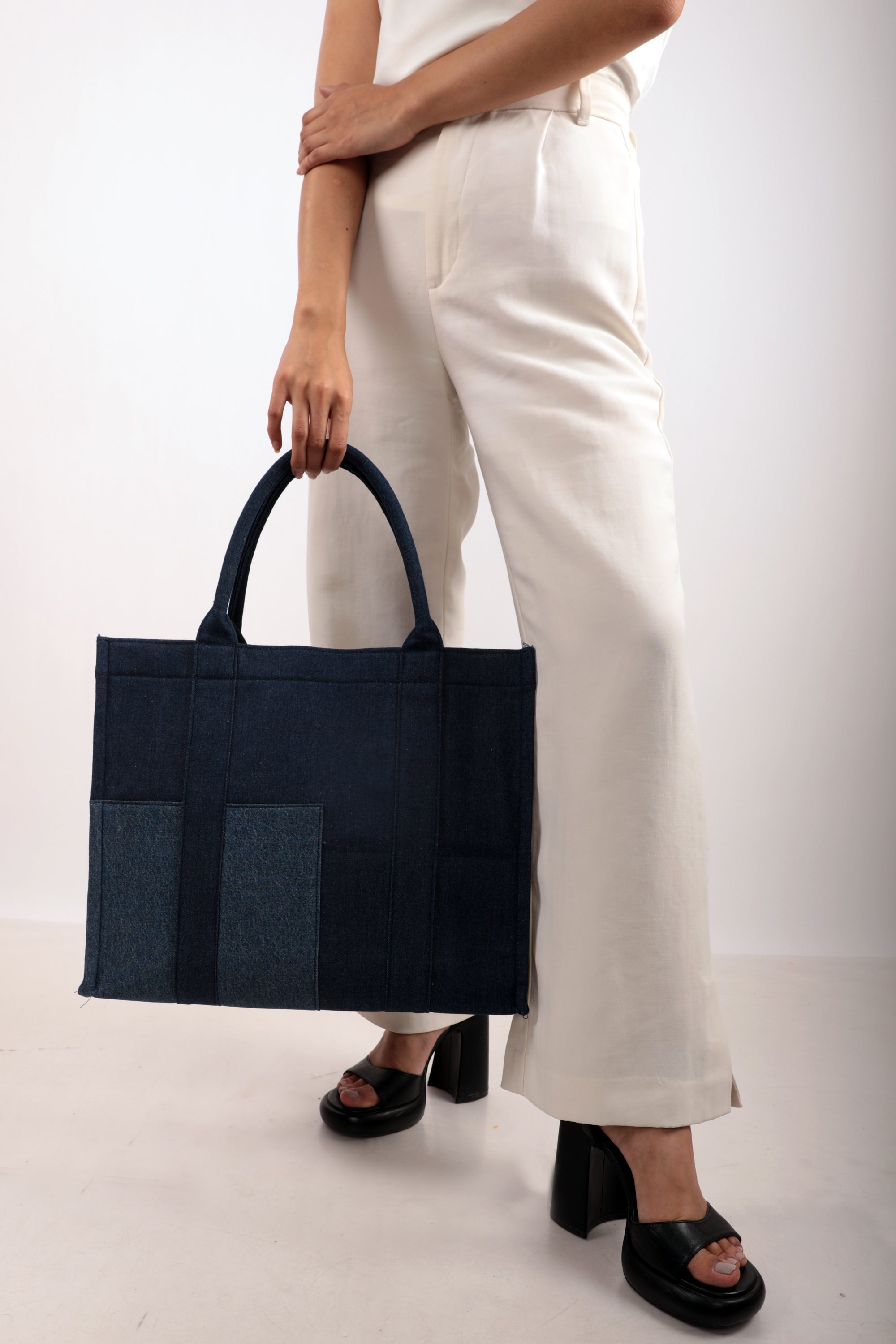 Azure Box Tote Bag Denim